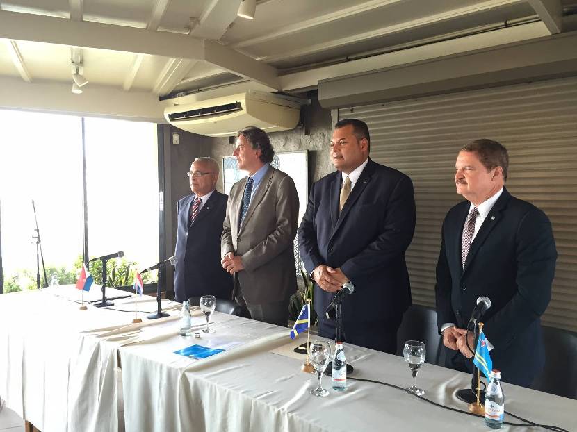 Koninkrijksoverleg Buitenlandse Betrekkingen (KOBB) met de minister Koeders en de ministers-president van Aruba, Curaçao en Sint Maarten op 5 mei 2015.